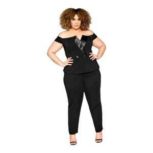 City Chic Sexy Tux Jumpsuit in Black Size Medium(18)